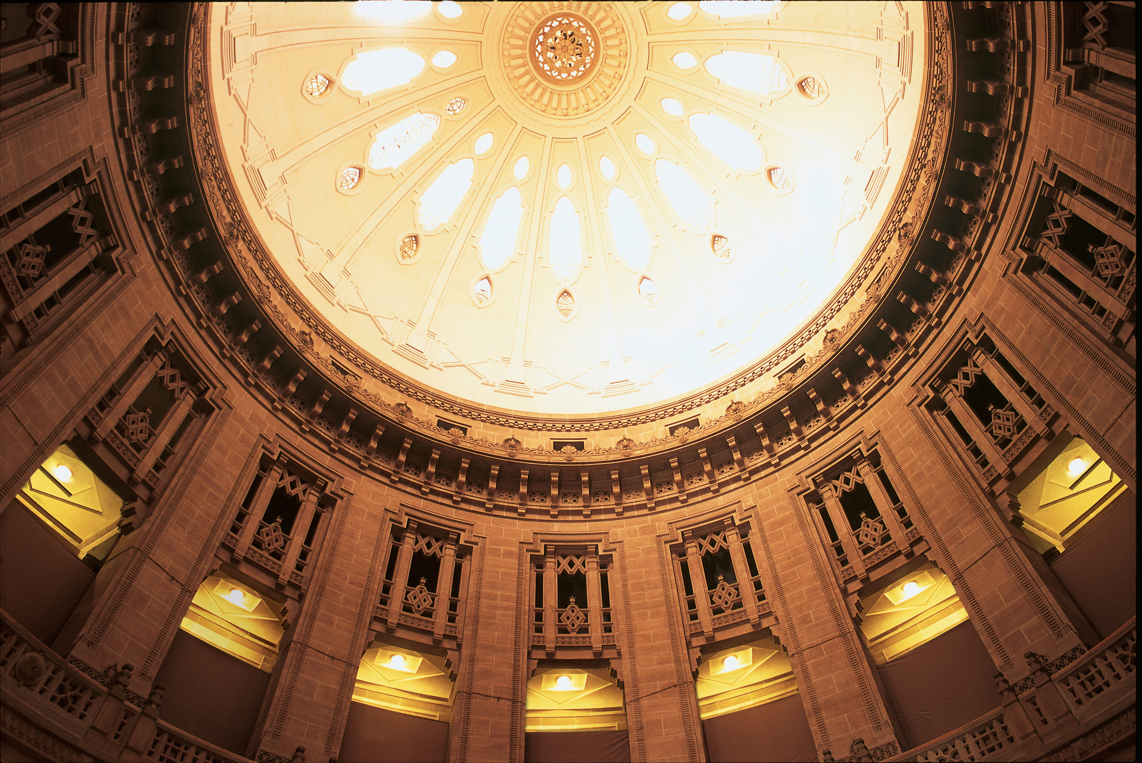 The illuminated central dome of Umaid Bhavan Palace